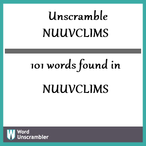 101 words unscrambled from nuuvclims