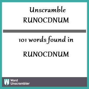 101 words unscrambled from runocdnum