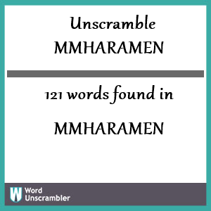 121 words unscrambled from mmharamen