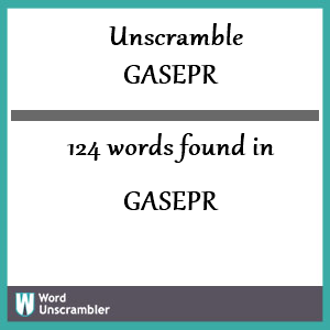 124 words unscrambled from gasepr