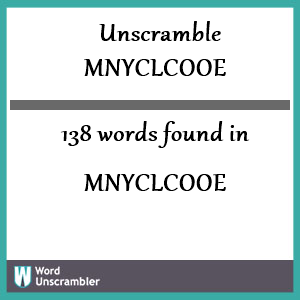 138 words unscrambled from mnyclcooe