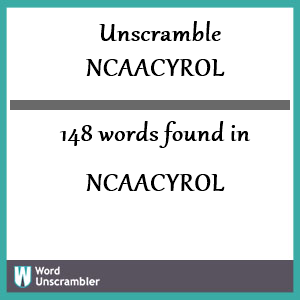 148 words unscrambled from ncaacyrol