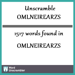 1517 words unscrambled from omlneirearzs