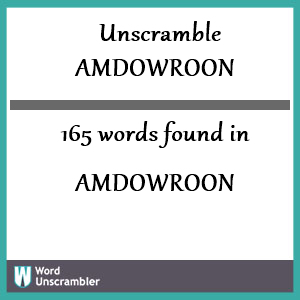 165 words unscrambled from amdowroon