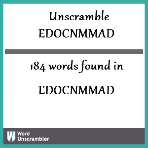 184 words unscrambled from edocnmmad