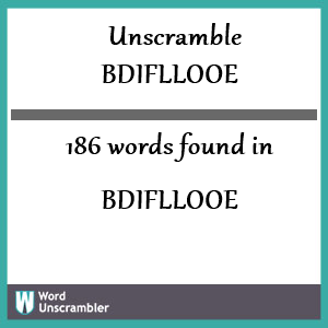 186 words unscrambled from bdifllooe