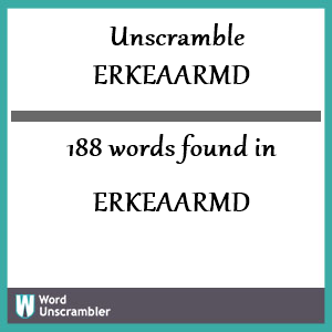 188 words unscrambled from erkeaarmd