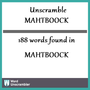 188 words unscrambled from mahtboock