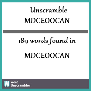 189 words unscrambled from mdceoocan