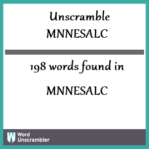 198 words unscrambled from mnnesalc