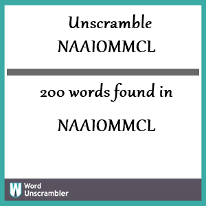 200 words unscrambled from naaiommcl