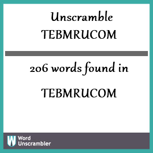 206 words unscrambled from tebmrucom