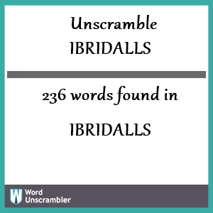 236 words unscrambled from ibridalls