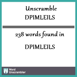 238 words unscrambled from dpimleils