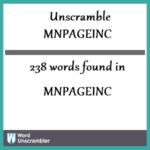 238 words unscrambled from mnpageinc