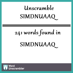 241 words unscrambled from simdnuaaq