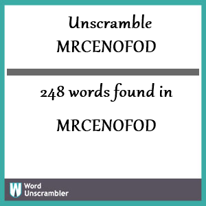 248 words unscrambled from mrcenofod