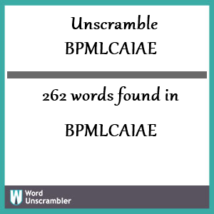 262 words unscrambled from bpmlcaiae