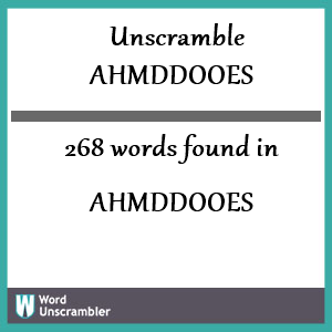 268 words unscrambled from ahmddooes