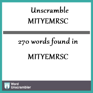 270 words unscrambled from mityemrsc