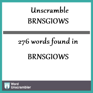 276 words unscrambled from brnsgiows