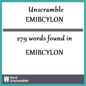 279 words unscrambled from emibcylon