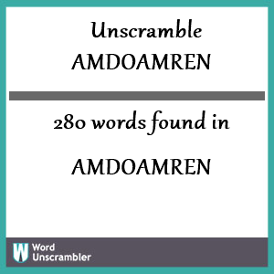 280 words unscrambled from amdoamren