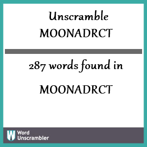 287 words unscrambled from moonadrct