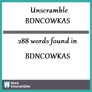 288 words unscrambled from bdncowkas