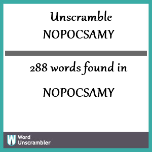 288 words unscrambled from nopocsamy