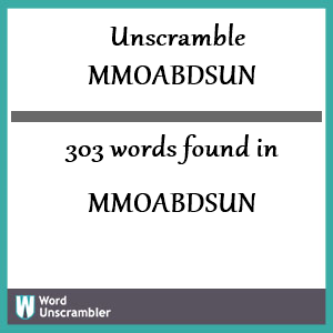 303 words unscrambled from mmoabdsun