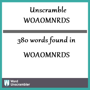 380 words unscrambled from woaomnrds