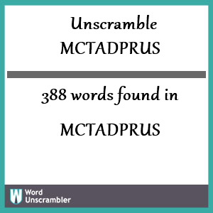 388 words unscrambled from mctadprus