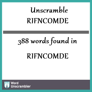 388 words unscrambled from rifncomde