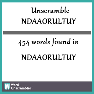 454 words unscrambled from ndaaorultuy