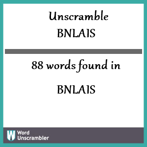 88 words unscrambled from bnlais