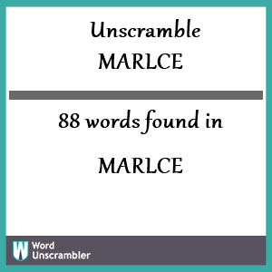 88 words unscrambled from marlce