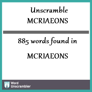 885 words unscrambled from mcriaeons